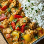 Chicken Curry with Bell Peppers & Fluffy Rice