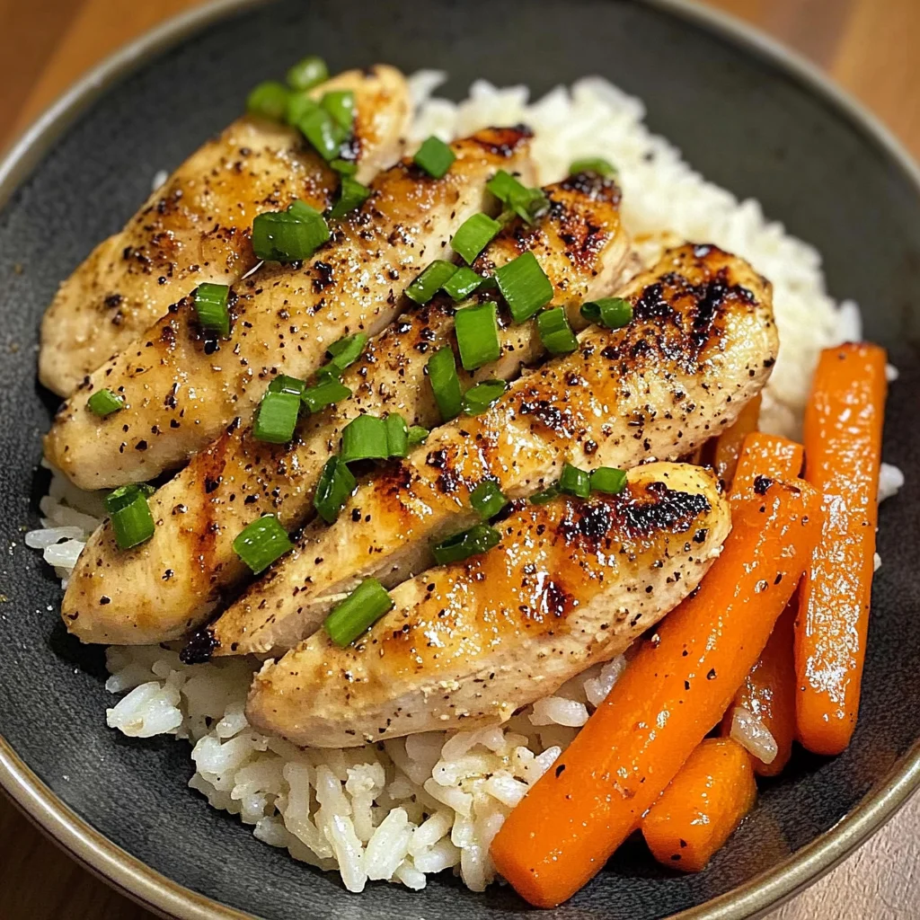 Garlic Butter Chicken Bowl with Roasted Carrots & Rice