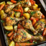 Herb-Roasted Chicken Drumsticks with Baked Mixed Veggies