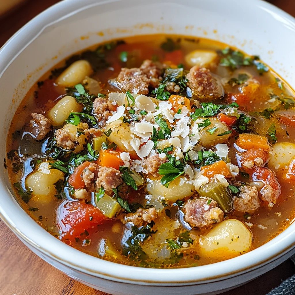 Italian Vegetable Soup with Spicy Sausage