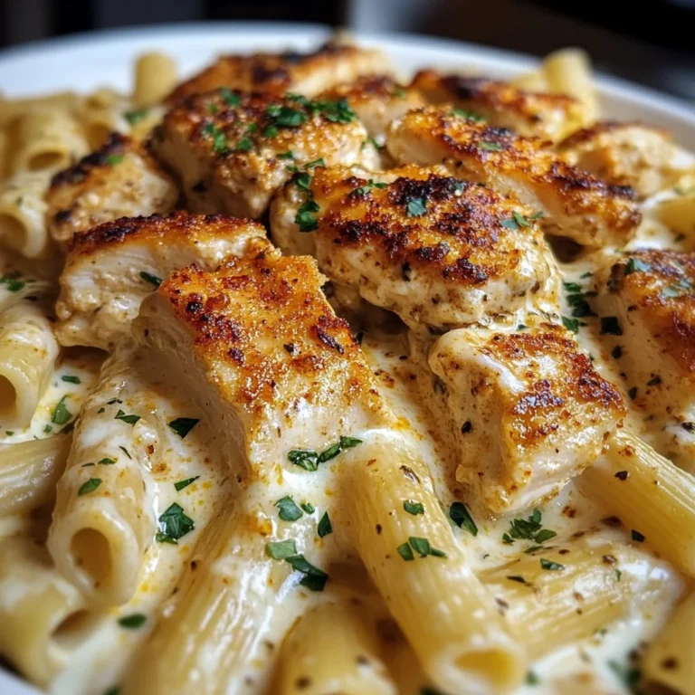 Mozzarella Cajun Chicken Rigatoni in Garlic Cheese Sauce
