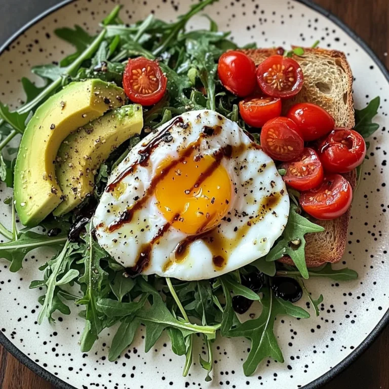 Poached Egg & Arugula Salad with Avocado, Tomato & Cream Cheese Toast
