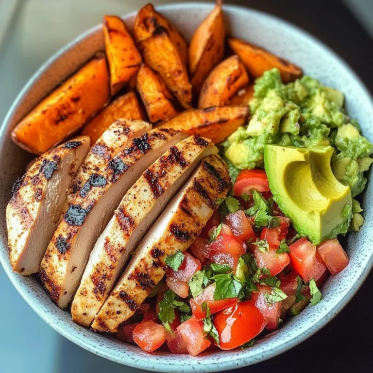 Power Bowl with Grilled Chicken, Sweet Potato Wedges & Avocado Salsa