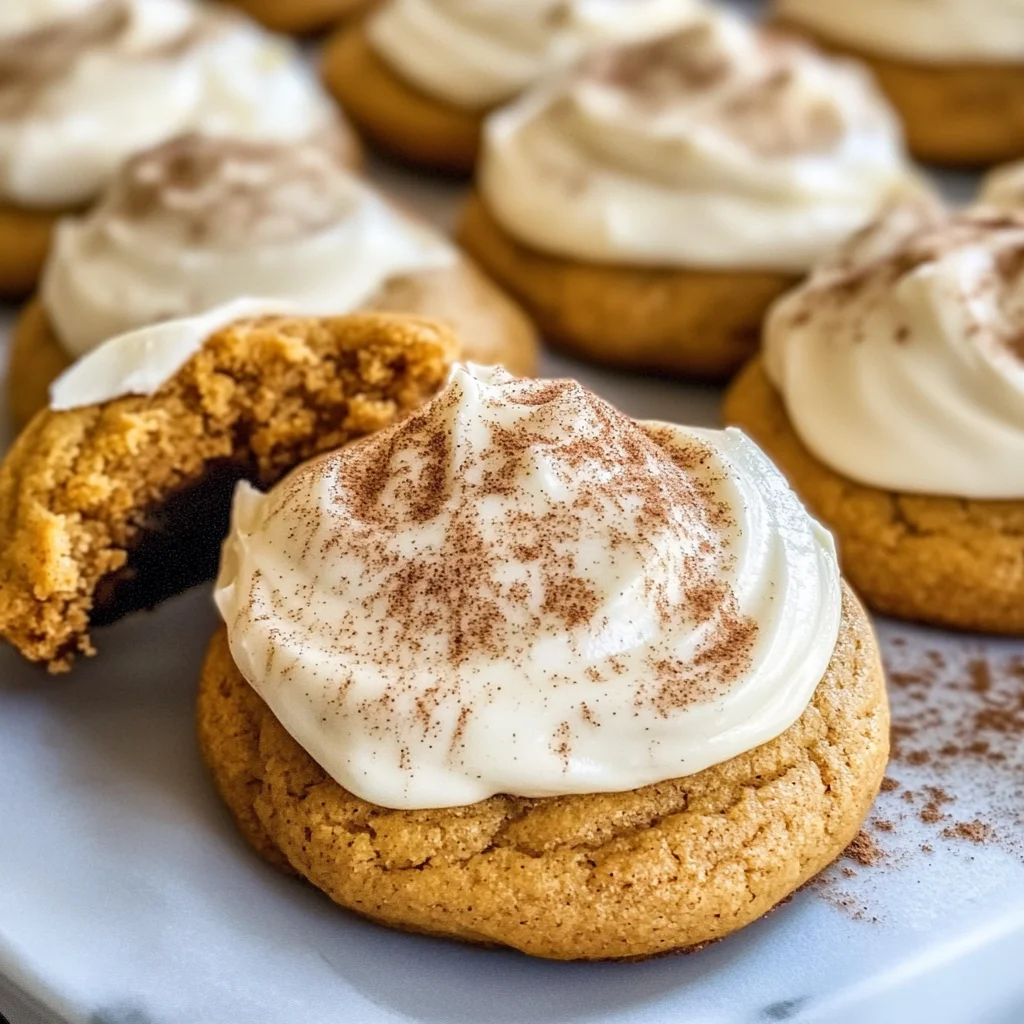 Pumpkin Cookies with Cream Cheese Frosting