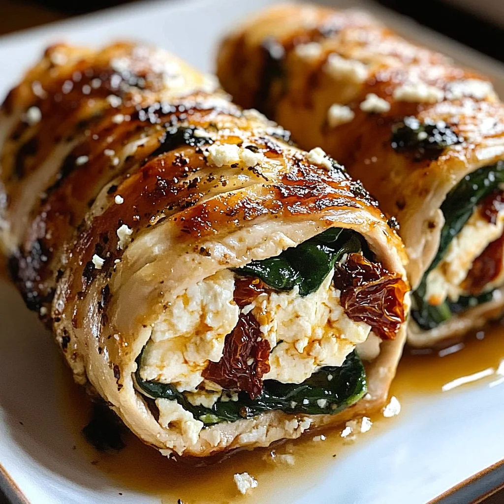 Rolled Up Chicken with Feta, Spinach, and Sun-Dried Tomatoes
