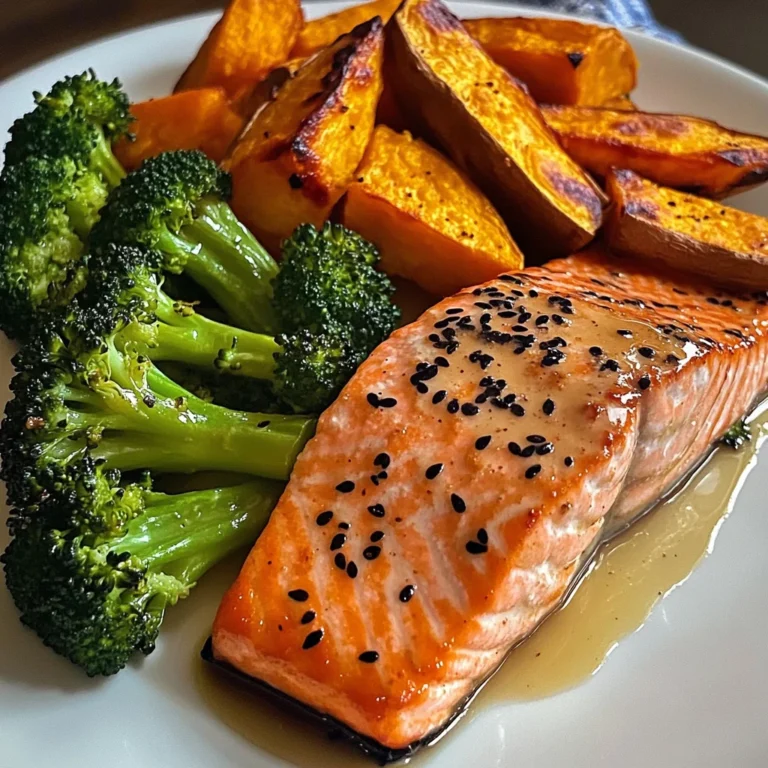 Sesame Glazed Salmon with Sweet Potato Wedges & Broccoli