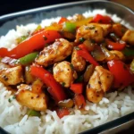 Spicy Chicken Stir-Fry with Peppers & Rice