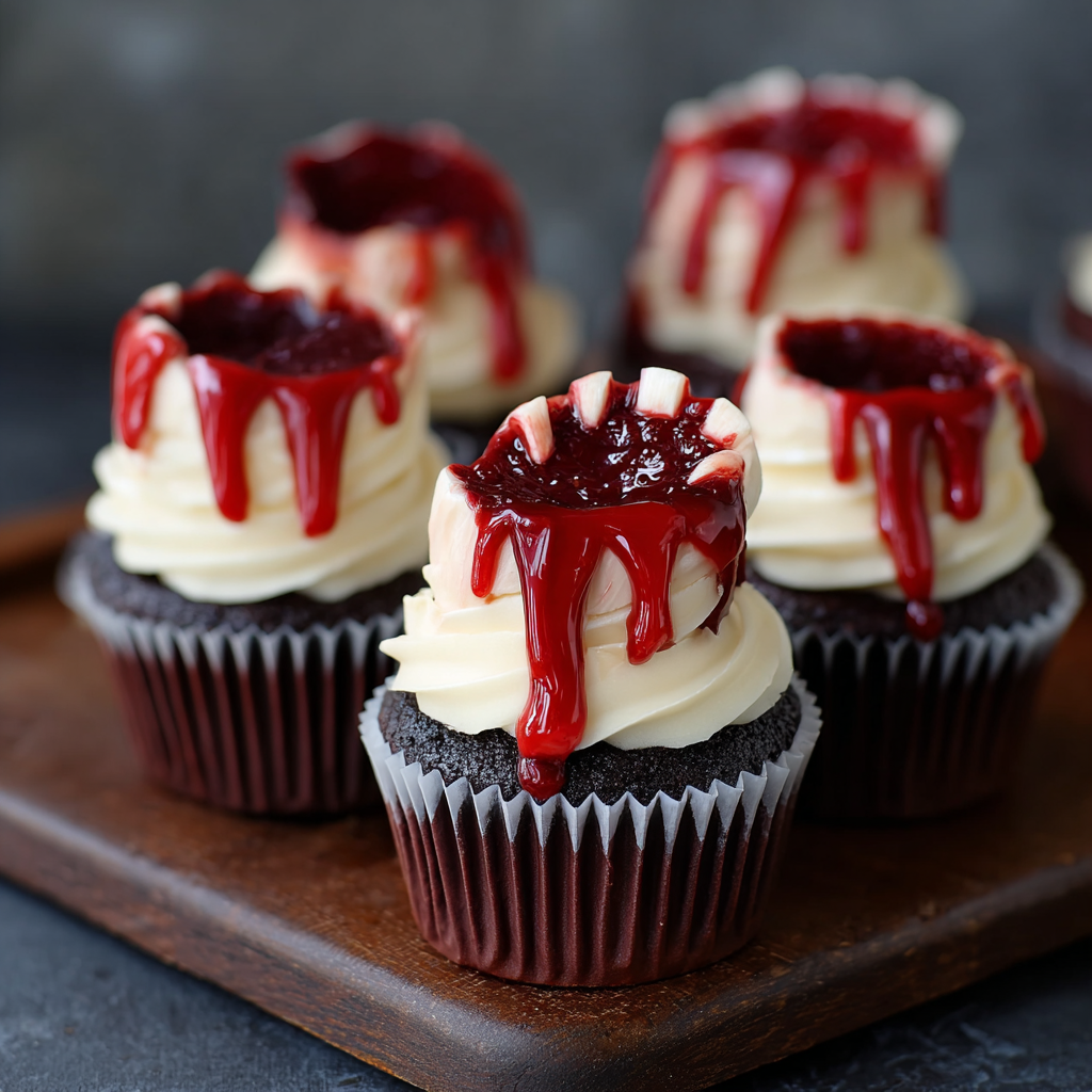 Vampire Bite Halloween Cupcakes